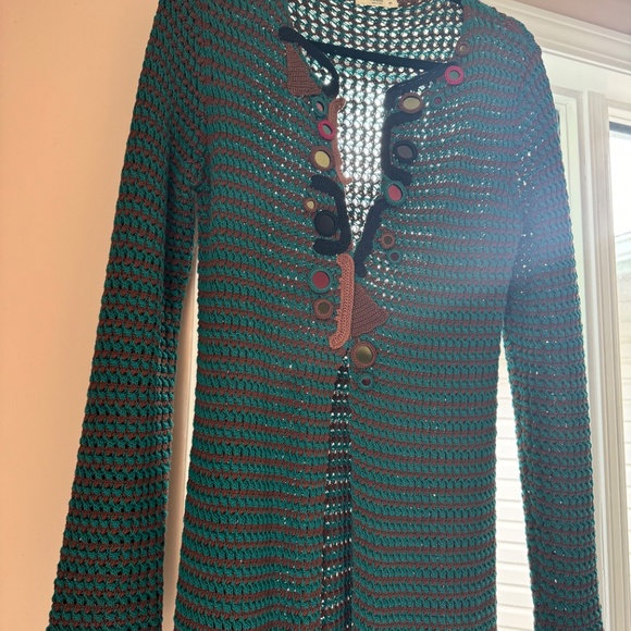 Authentic Prada Long Cardigan Sweater Vintage Green/Brown Stunning and unique. - Picture 10 of 16